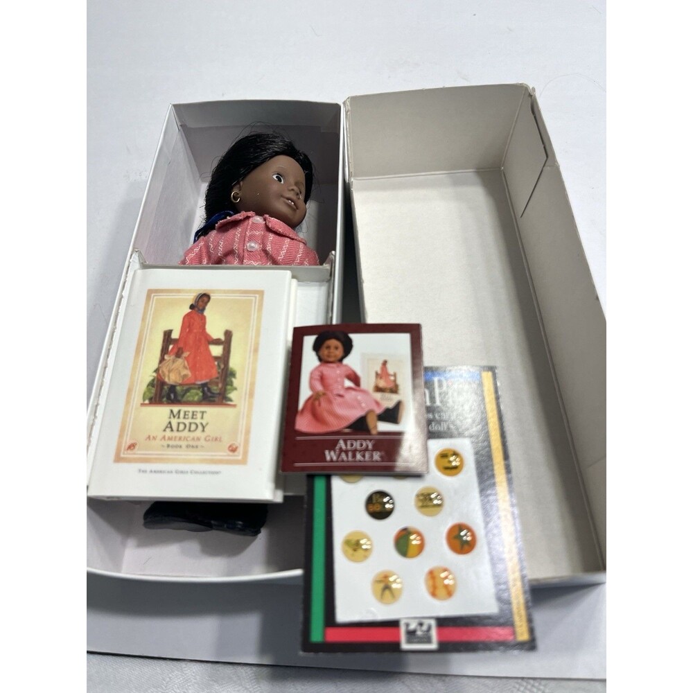 American Girl AG Mini Addy Doll in Box w/ Meet Addy Book & Mini Pin Set